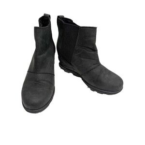 Sorel Joan of Arctic Wedge II Women’s 9 Black Chelsea Bootie Ankle Winter Heel